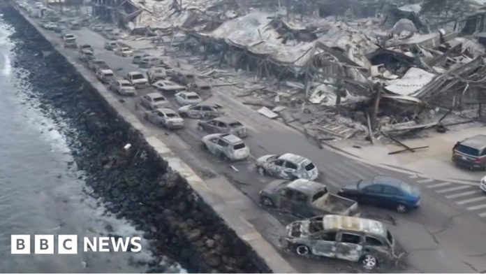 hawaii-wildfires:-drone-footage-shows-extent-devastation-in-lahaina